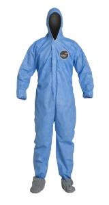 DuPont ProShield 10 Coveralls with Attached Hood and Boots Blue