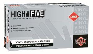 High Five Industrial Grade Blue Disposable Vinyl Gloves Powder-Free Microflex