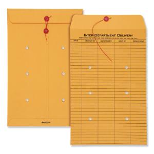 Quality park light brown kraft string and button interoffice envelope, 10×15, 100/carton