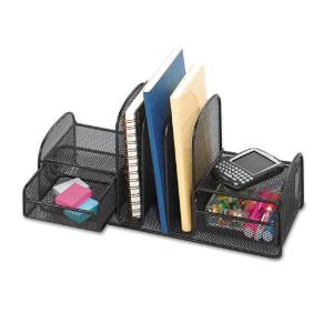 Safco® Onyx™ Mesh Desk Organizer with Three Vertical Sections/Two Baskets