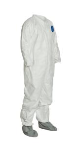 DuPont Tyvek 400 Coveralls with Elastic Wrists and Attached Skid Resistant Boots Side 1