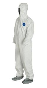 DuPont Tyvek 400 Coveralls with Respirator Hood and Attached Skid Resistant Boots Comfort Fit Design Side 3