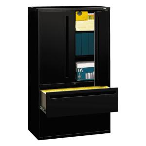 Hon 700 series lateral file w/storage cabinet, black