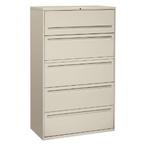 Hon 700 series five-drwr lateral file w/roll-out and posting shelves, light gray