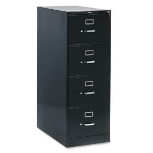 Hon 210 series four-drawer, full-suspension file, legal, 28-1/2d, black