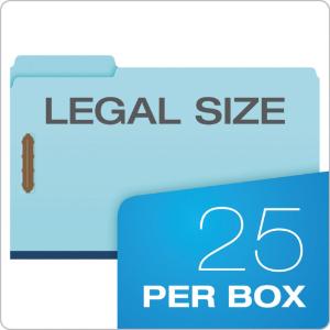 Pendaflex 2-fastener pressboard expanding folder, legal, blue, 25/box
