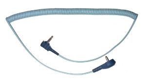 Dual conductor coil cord, right angle plug
