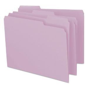 Smead file folders, top tab, letter, lavender, 100/box