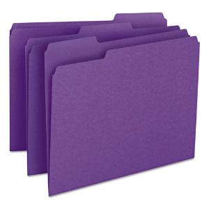 Smead file folders, top tab, letter, purple, 100/box