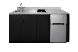 All-In-One kitchenette, ADA counter height with glass burner, left side sink position, 91 L