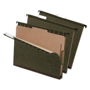 Pendaflex 2 expansion hang folder, letter, 2-section, green, 10/box