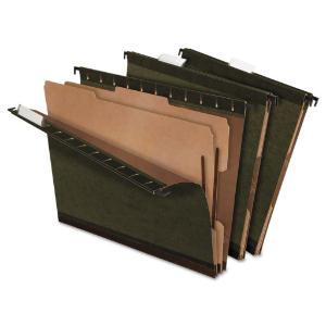Pendaflex 2 expansion hang folder, letter, 4-section, green, 10/box