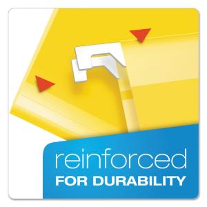 Pendaflex 2" capacity reinforced hanging file folders, kraft, letter, yellow, 25/box