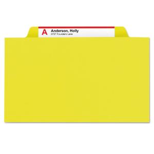 Smead pressboard classification folders, legal, 6-section, yellow, 10/box