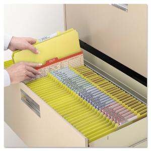 Smead pressboard classification folders, legal, 6-section, yellow, 10/box