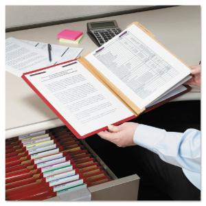 Smead pressboard classification folders, letter, 6-section, bright red, 10/box