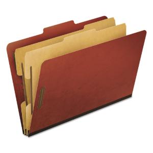Pendaflex pressboard classification folders, legal, 6-section, red, 10/box