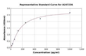 Representative standard curve for Mouse IL-20 ELISA kit (A247236)