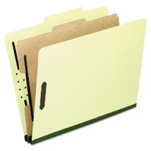 Pendaflex pressboard classification folders, 4-section, light green, 10/box