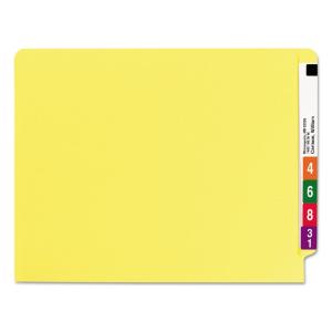 Smead fastener folders, straight cut, end tab, letter, yellow, 50/box