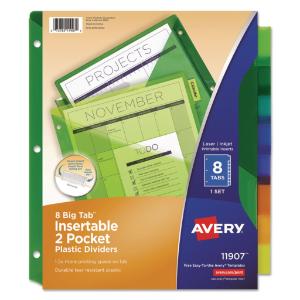 Avery® WorkSaver® Big Tab Multicolor Plastic Dividers with Double Slash Pockets