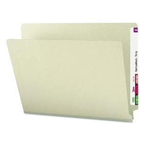 Smead extra heavy pressboard folders, end tab, 1 expansion, gray-green, 25/box