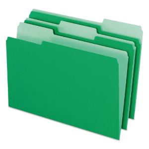 Pendaflex two-tone file folders, top tab, legal, green/light green, 100/box