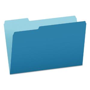 Pendaflex two-tone file folders, top tab, legal, blue/light blue, 100/box