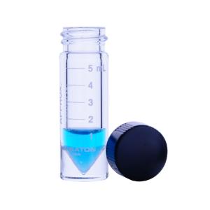 Clear glass vial, with cap, 5 ml