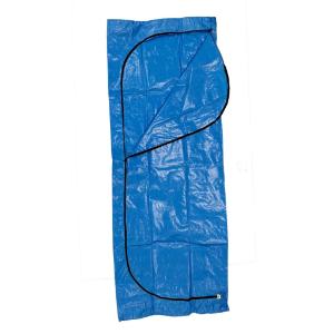Salam adult body bag, 94 × 36″, HDPE tarp, envelope zipper, blue