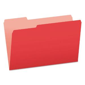 Pendaflex two-tone file folders, top tab, legal, red/light red, 100/box