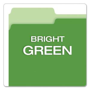Pendaflex two-tone file folders, top tab, letter, green/light green, 100/box