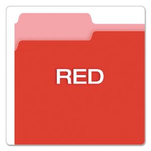 Pendaflex two-tone file folders, top tab, letter, red/light red, 100/box