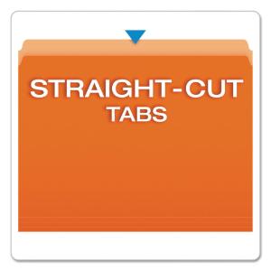 Pendaflex two-tone file folders, straight top tab, letter, orange/light orange, 100/box