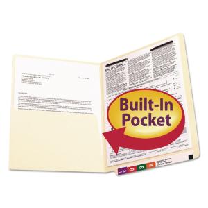 Smead® Heavyweight Manila End Tab Pocket Folders with Fastener