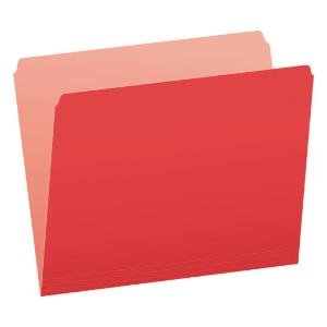 Pendaflex two-tone file folder, straight cut, top tab, letter, red/light red, 100/box