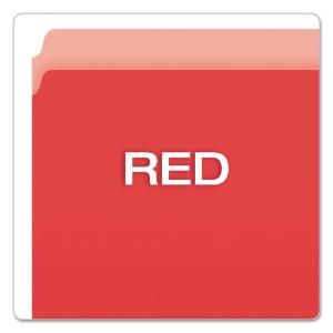 Pendaflex two-tone file folder, straight cut, top tab, letter, red/light red, 100/box