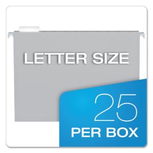 Pendaflex hanging file folders, letter, gray, 25/box