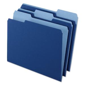 Pendaflex interior file folders, top tab, letter, navy blue, 100/box