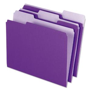 Pendaflex interior file folders, top tab, letter, violet, 100/box