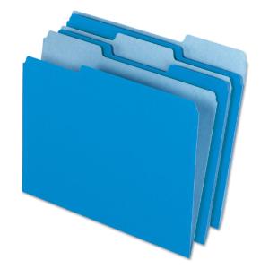 Pendaflex interior file folders, top tab, letter, blue 100/box