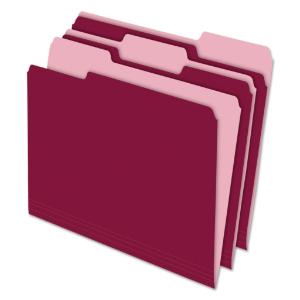 Pendaflex interior file folders, top tab, letter, burgundy, 100/box