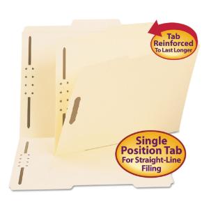 Smead folder, 2 fasteners, letter, manila, 50/box