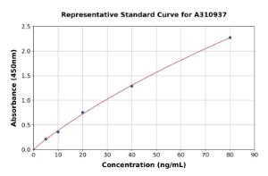 Representative standard curve for Mouse MYL1 ELISA kit (A310937)