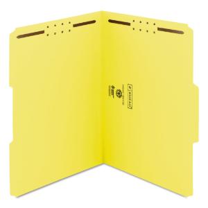 Smead folders, 2 fasteners, letter, yellow, 50/box