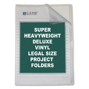 C-line deluxe project folders, jacket, legal, vinyl, clear, 50/box