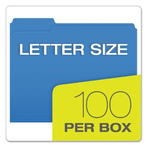 Pendaflex two-ply, reinforced file folders, ¹/? cut, letter, blue, 100/box
