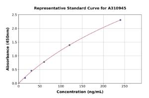 Representative standard curve for Mouse Nrg4 ELISA kit (A310945)