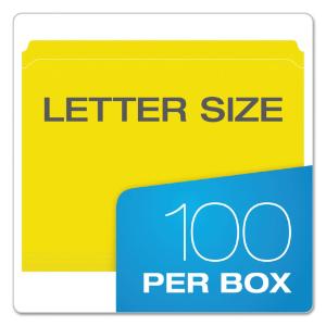 Pendaflex two-ply, reinforced file folder, straight cut, top tab, letter, yellow, 100/box