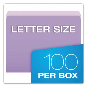 Pendaflex two-tone file folder, straight top tab, letter, lavender/light lavender, 100/box